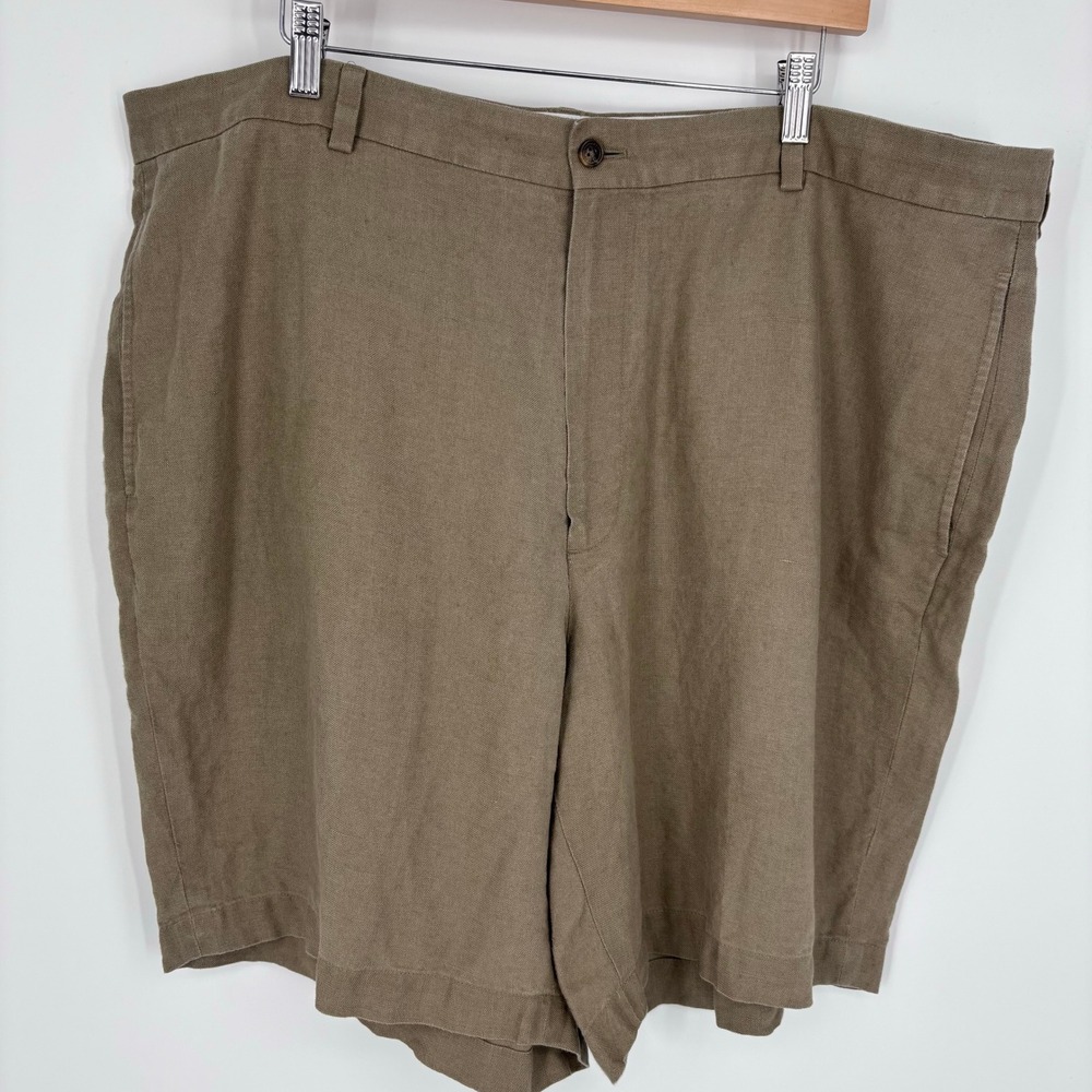 Brooks Brothers Irish Linen Shorts Mens 44 Brown Khaki 100% Linen Travel Preppy